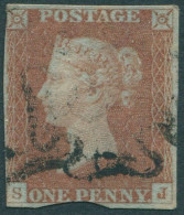 Great Britain 1854 SG9 1d Pale Red-brown QV **SJ Imperf FU (amd) - Unclassified