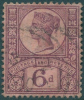 Great Britain 1887 SG208 6d Purple/rose-red QV #1 FU (amd) - Sonstige & Ohne Zuordnung