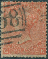 Great Britain 1865 SG94 4d Vermilion QV KGGK Plate 8 FU (amd) - Altri & Non Classificati