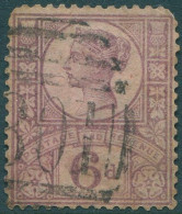 Great Britain 1887 SG208 6d Purple/rose-red QV #2 FU (amd) - Otros & Sin Clasificación