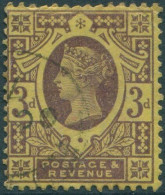 Great Britain 1887 SG202 3d Purple/yellow QV #3 FU (amd) - Otros & Sin Clasificación