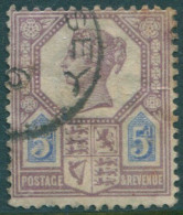 Great Britain 1887 SG207a 5d Dull Purple And Blue Die 2 QV Toned FU (amd) - Altri & Non Classificati