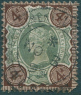 Great Britain 1887 SG205a 4d Green And Deep Brown QV FU (amd) - Autres & Non Classés