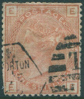 Great Britain 1881 SG163 1s Orange-brown QV EEEE Plate 13 Crownwmk Trim FU (amd) - Andere & Zonder Classificatie