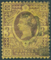 Great Britain 1887 SG202 3d Purple/yellow QV #4 FU (amd) - Otros & Sin Clasificación