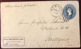 Etats-Unis Entier-enveloppe De New-York Pour L'Allemagne- (B1341) - ...-1900