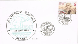 54966. Tarjeta BLANES (Gerona) 1984. Faro, Exposicion Filatelica - Lettres & Documents