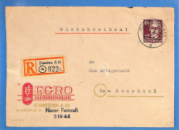 Allemagne Zone Soviétique - 1950 - Lettre Einschreiben De Dresden - G32762 - Sonstige & Ohne Zuordnung