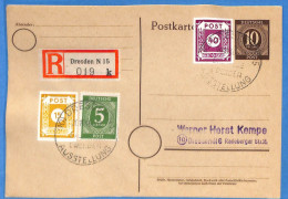 Allemagne Zone Soviétique - 1946 - Entier Einschreiben De Dresden - G32732 - Other & Unclassified