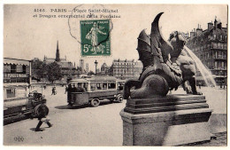 75 - B20154CPA - PARIS - ARR. 05 - Place Saint Michel Et Dragon Ornemental De La Fontaine - Très Bon état - PARIS - Arrondissement: 05