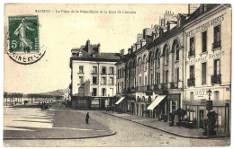 49 - B22776CPA - SAUMUR - La Place De La République Et Le Quai De Limoges - Hotel Des Trois Ancres - Bon état - MAINE ET - Saumur