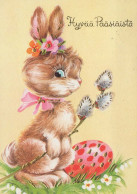 OSTERN KANINCHEN EI Vintage Ansichtskarte Postkarte CPSM #PBO432.DE - Pasen