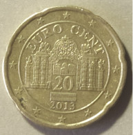 2013  -  AUSTRIA  - MONETA IN EURO - VALORE  20 CENTESIMI  -  USATA  - - Austria