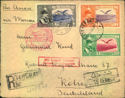 1930, Nica Air Mail Front, Registered Teheran To Colgne With Two Confiation Marks - Irán