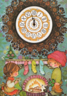 Bonne Année Noël HORLOGE DE TABLE Vintage Carte Postale CPSM #PAU080.FR - Año Nuevo