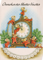 Bonne Année Noël HORLOGE DE TABLE Vintage Carte Postale CPSM #PAT710.FR - Año Nuevo