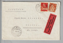 CH Heimat TI Tremona 1930-12-03 Expressbrief Nach Biasca (20Rp.+60Rp.) - Covers & Documents