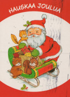 SANTA CLAUS ANIMALS CHRISTMAS Holidays Vintage Postcard CPSM #PAK719.GB - Santa Claus
