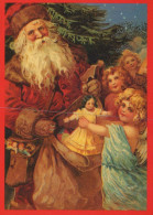 SANTA CLAUS ANGELS CHRISTMAS Holidays Vintage Postcard CPSM #PAK931.GB - Santa Claus