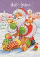 SANTA CLAUS ANIMALS CHRISTMAS Holidays Vintage Postcard CPSM #PAK520.GB - Santa Claus