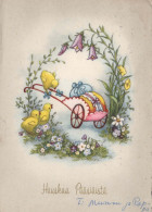 PASQUA POLLO UOVO Vintage Cartolina CPSM #PBO746.IT - Easter