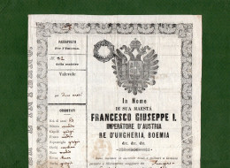 D-IT Passaporto Impero Austriaco Francesco Giuseppe I^ 1853 Reisepass FRANZ JOSEPH I^ - Documentos Históricos