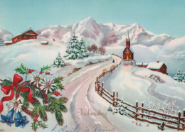 Buon Anno Natale CHIESA Vintage Cartolina CPSM #PAY329.IT - Nouvel An