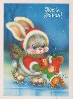 Buon Anno Natale CONIGLIO Vintage Cartolina CPSM #PAV091.IT - Neujahr