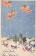 ANGELO Buon Anno Natale Vintage Cartolina CPSMPF #PAG834.IT - Angels