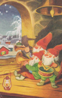 Feliz Año Navidad GNOMO Vintage Tarjeta Postal CPSMPF #PKG423.ES - Anno Nuovo