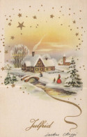 Feliz Año Navidad IGLESIA Vintage Tarjeta Postal CPSMPF #PKD553.ES - Neujahr