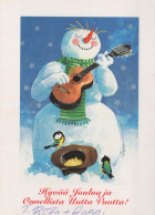 Feliz Año Navidad MUÑECO DE NIEVE Vintage Tarjeta Postal CPSM #PBM550.ES - Neujahr