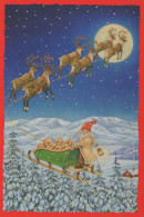 PAPÁ NOEL Feliz Año Navidad Vintage Tarjeta Postal CPSM #PBL576.ES - Santa Claus