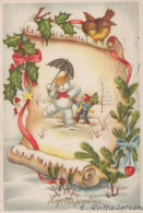 Feliz Año Navidad MUÑECO DE NIEVE NIÑOS Vintage Tarjeta Postal CPSM #PAZ742.ES - Neujahr