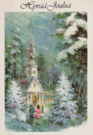 Feliz Año Navidad IGLESIA Vintage Tarjeta Postal CPSM #PAY447.ES - Neujahr