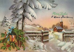 Feliz Año Navidad IGLESIA Vintage Tarjeta Postal CPSM #PAY325.ES - Anno Nuovo