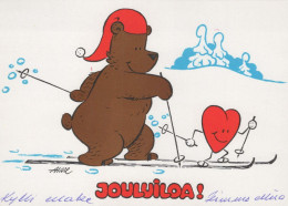 Feliz Año Navidad OSO DE PELUCHE Vintage Tarjeta Postal CPSM #PAU689.ES - Nieuwjaar