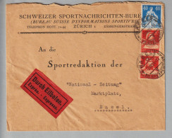 Schweiz Helvetia Mit Schwert 1924-08-03 Basel Orts-Expressbrief  40Rp. + 2x20Rp. - Lettres & Documents