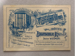 Info Carte FRANKFURT A M. HOTEL DEUTSCHER KAISER. +/- 1900 - Historical Documents