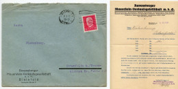 Germany 1930 Cover W/ Letter; Bielefeld - Ravensberger Mauerstein-Verkaufsgesellschaft; 15pf. President Hindenburg - Briefe U. Dokumente