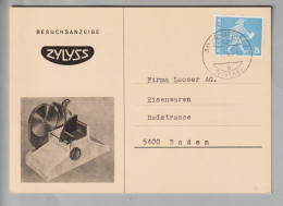 Schweiz 1963-03-03 Bern4 Illustrierte Besuchsanzeigekarte "Zylyss" Nach Baden - Cartas & Documentos