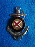 BADGES-POST-WW2-FALKLAND WAR SS -UGANDA-ENAMEL&CHROME-ANCHOR-NAVY-SEE-SCAN - Marine