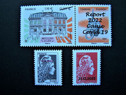 MOULINS Surcharge Covid 19 N°5437A Marianne L'engagée Surcharge 31/12/2022 N°5642A/5642B, PHILAPOSTE Au Lieu PHIL@POSTE - Unused Stamps