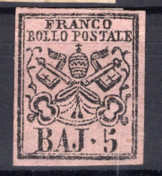 5 BAJ ROSA CHIARO SASS.6  NUOVO SENZA GOMMA CON OTTIMI MARGINI  CV 112,50+++ - Papal States