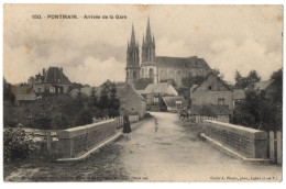 CPA 53 - PONTMAIN (Mayenne) - 150. Arrivée De La Gare (petite Animation) - Pontmain