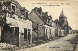 ROYE - RUE DE PARIS ET L'EGLISE SAINT GILLES - Roye