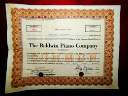 The Baldwin Piano Company  1955 -56 ,Ohio ,US  Share Certificate - Altri & Non Classificati