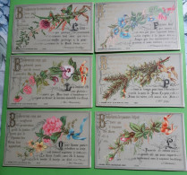 LOT 6 Images Pieuses Anciennes Bouasse"LES BEATITUDES"Bienheureux Les Misericordieux Ceux Qui Souffrent"FLEURS"HOLY CARD - Devotion Images