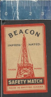 BEACON IMPREGNATED SAFETY MATCH - OLD VINTAGEMATCHBOX LABEL MADE IN BRITISH GUIANA - Matchbox Labels