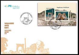 TURKEY 2024 Archaeological Site Of Sagalassos,UNESCO,Roman,Alexander The Great,333 B.C., MS FDC (**) - Lettres & Documents